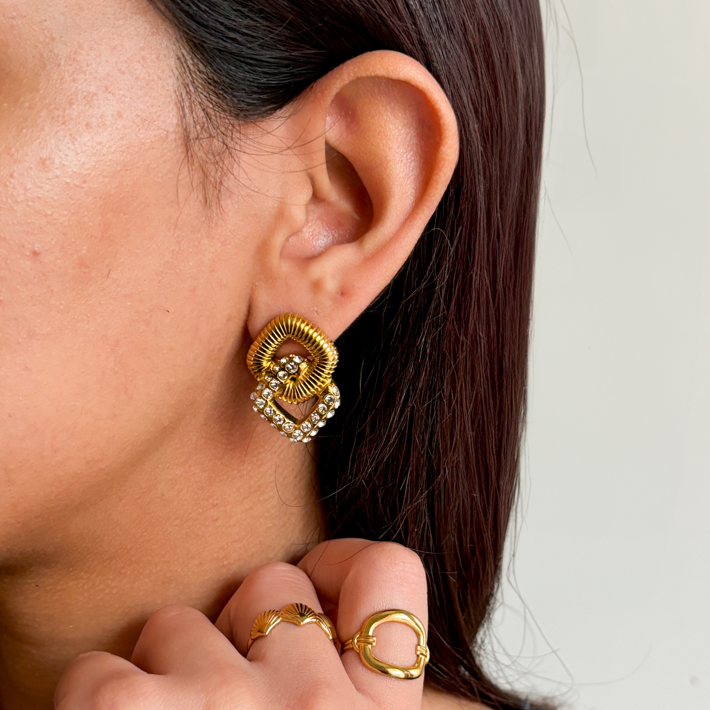 Elite drop stud earrings